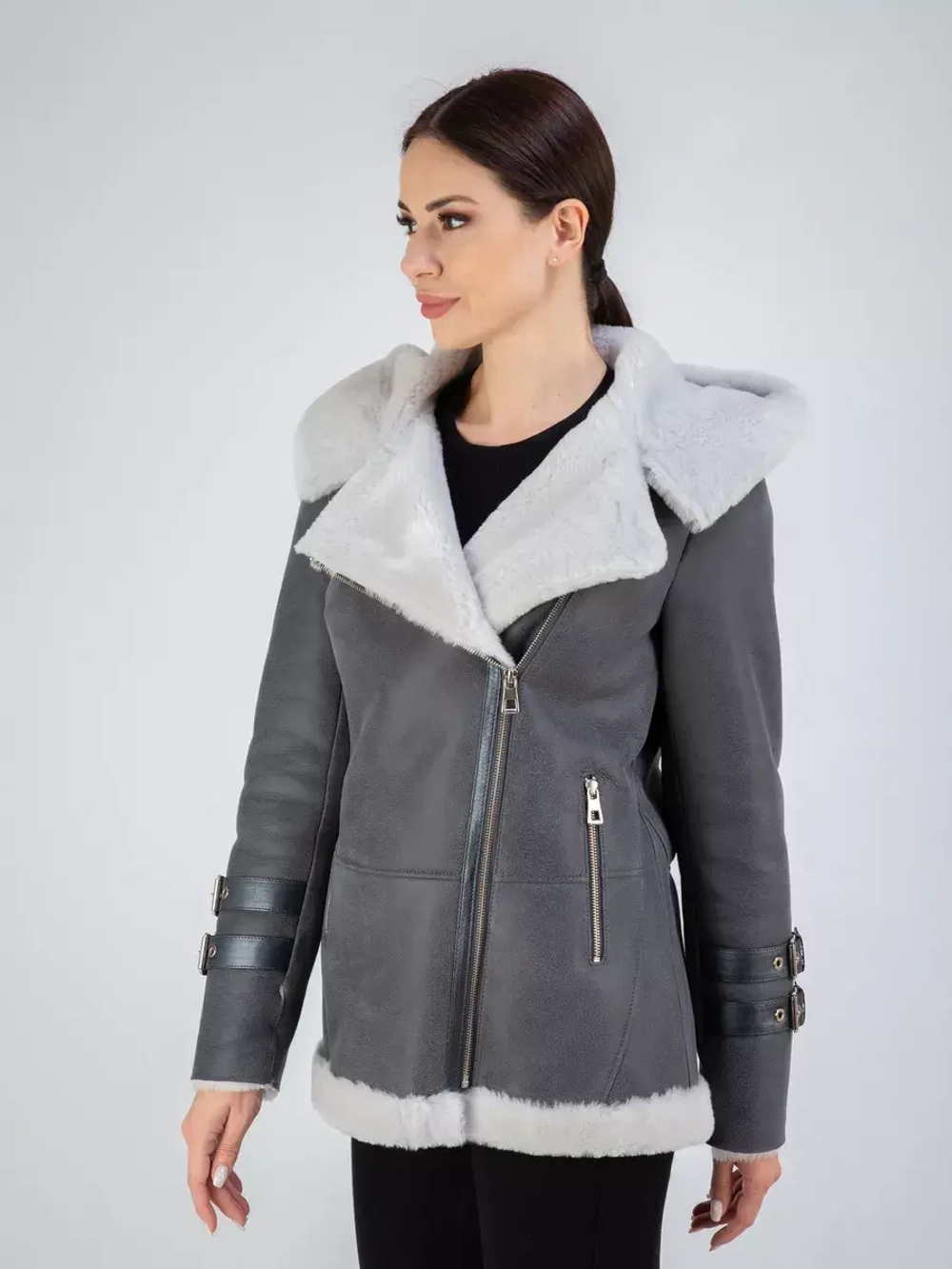 Дубленка авиатор натуральная с капюшоном