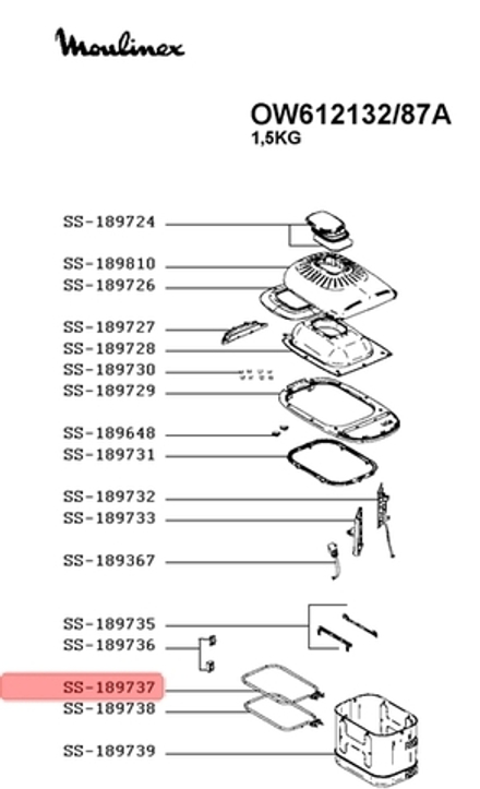 Тэн (нагреватель) для хлебопечки Moulinex (Мулинекс) БОЛЕЕ НЕ ПОСТАВЛЯЕТСЯ - СНЯТ С ПРОИЗВОДСТВА