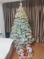 Заснеженная елка с гирляндой «Камчатская» теплый свет (Литая+пвх) 240 см / 2,4 м