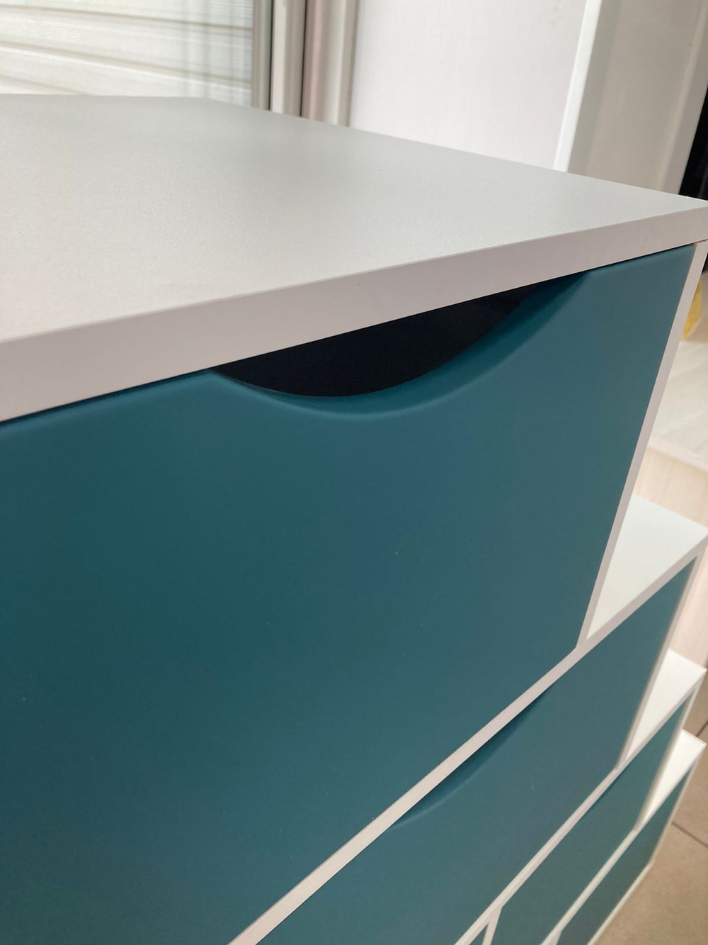 Комод Лесенка МДФ белый/аквамарин