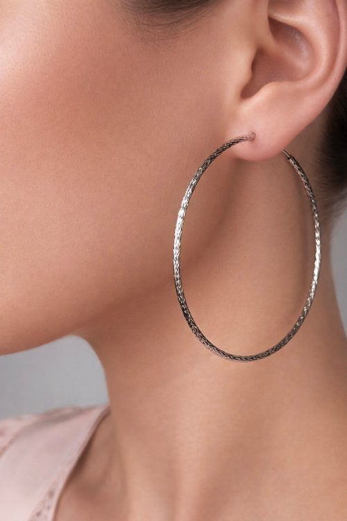 Серьги - конго "Змеи" в серебре (6,5 см)