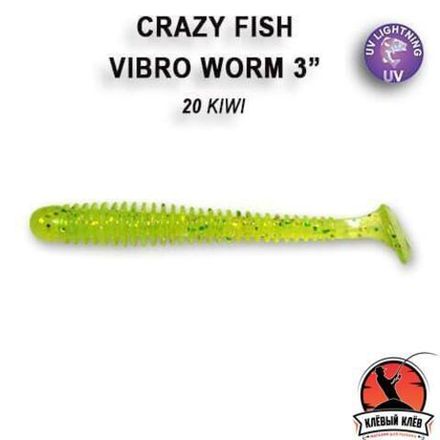 Vibro worm 3'' 11-75-20-6  Силиконовые приманки Crazy Fish