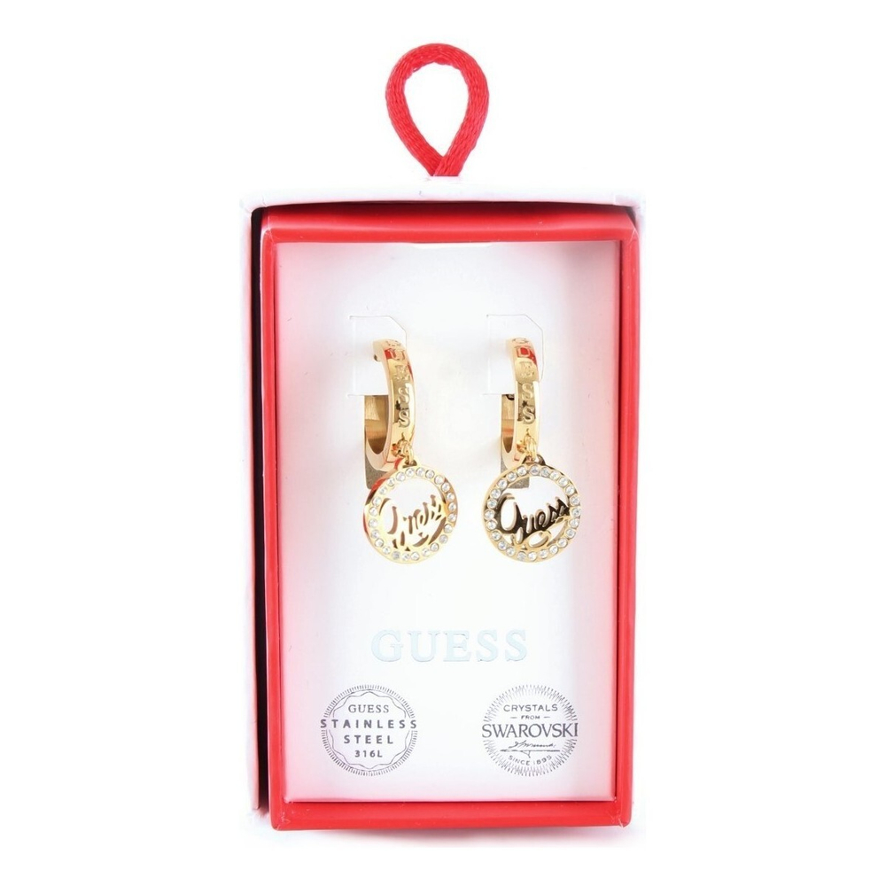 Серьги GUESS Желтый/Монетка-логотип/Стразы Девочка