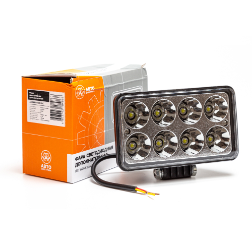 Фара светодиодная дополнительная, прямоугольная 150*60*115, направленный свет, 8 диодов, крепление по центру, 24 Вт, 10-30 В
