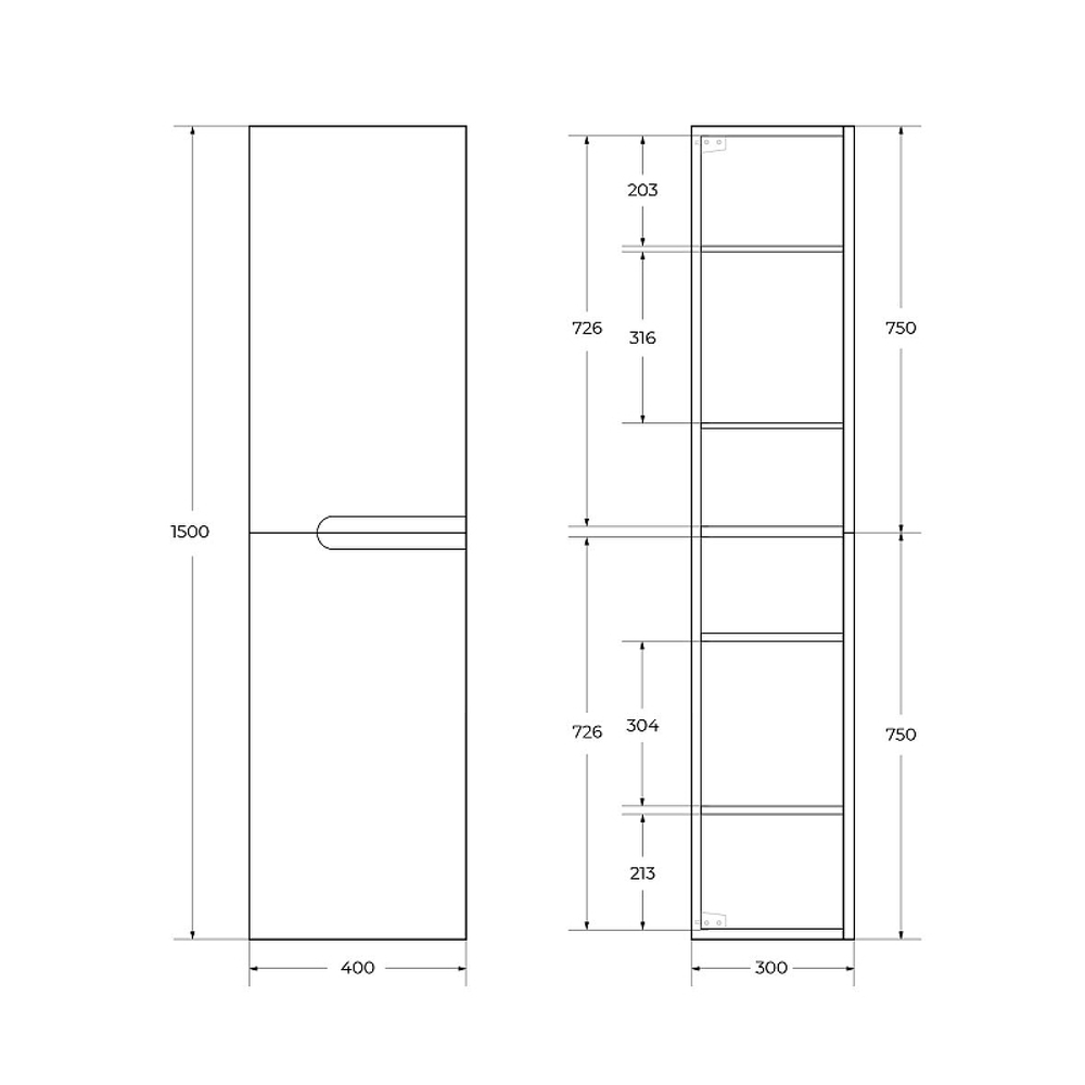 Шкаф пенал Cezares Duet 40 DUET-1500-2A-SC-GR-P подвесной Grafito