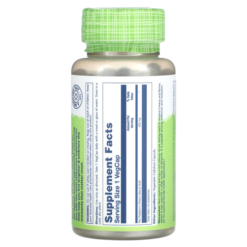 Solaray, True Herbs, красная малина, 400 мг, 100 вегетарианских капсул