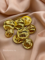 Пуговицы золотистые лимонные объемные жатый металл