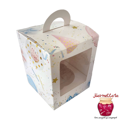 Упаковка для капкейков "Праздник" с окном, 1 ячейка