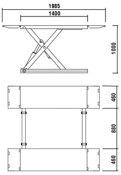 Подъёмник ножничный KraftWell KRW3TN короткий шиномонтажный г/п 3000 кг