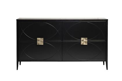Комод с ящиками 90x40x160см Garda Decor черный с золотой фурнитурой