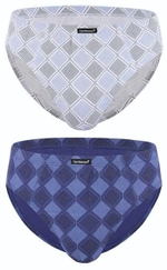 Мужские трусы-слип с ромбовидным узором - 2 шт. (Размер: M) (Цвет: синий с голубым)