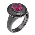 Кольцо с турмалином и чёрными сапфирами, R0084-0/40
