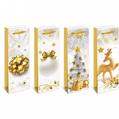 Пакет под бутылку 36*12,8*8,4"Праздничное золото», микс