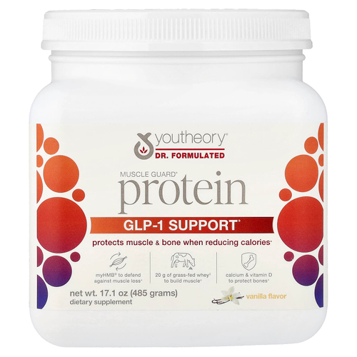 Youtheory, Muscle Guard Protein, поддержка GLP-1, ваниль, 485 г (17,1 унции)