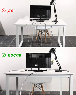 Органайзер для проводов MetaDec Org Simple, держатель для проводов под стол, белый