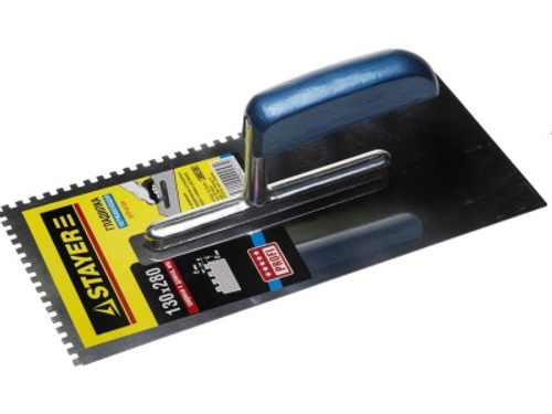 Гладилка 130*280мм зубчатая 10*10мм нержавеющая сталь деревянная ручка STAYER Profi