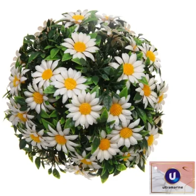 Искусственное растение шар «Самшит» цветы белые D-20см Ultramarine