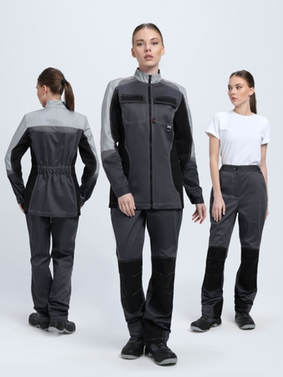 Костюм женский Вектрон-1 (тк.Смесовая,240) брюки, т.серый/св.серый/черный