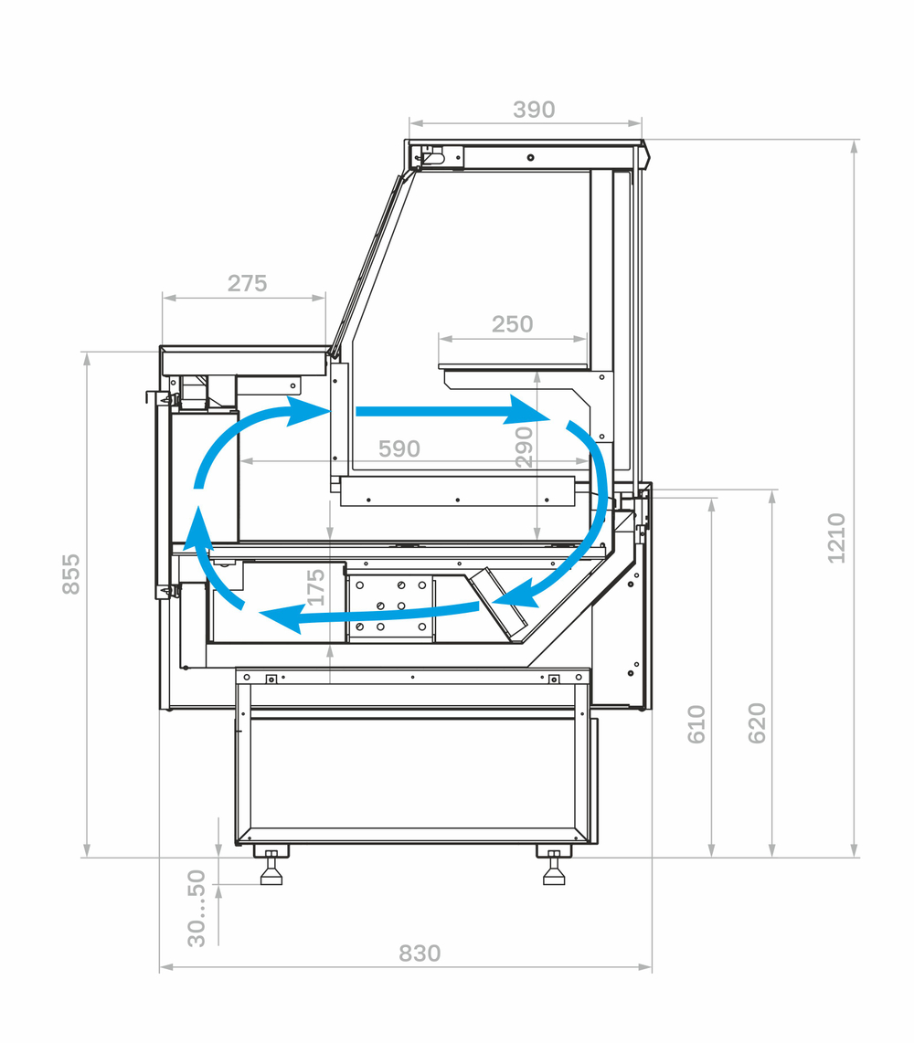 Холодильная витрина Carboma PRAIA 2 GC85 VM 1,5-1 выдвижные поддоны с боковинами