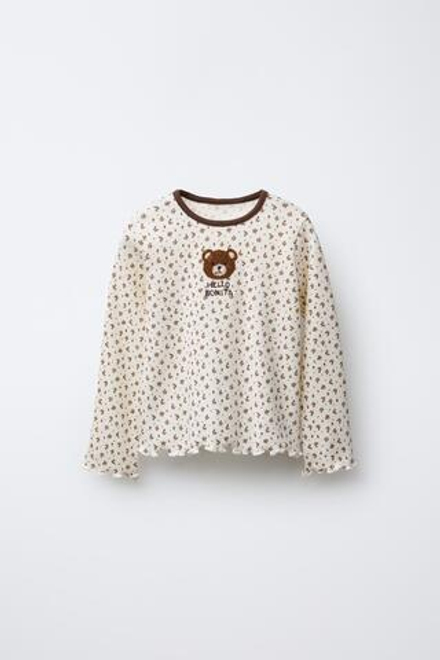 ZARA ЛОНГСЛИВ С ЦВЕТОЧНЫМ ПРИНТОМ, ЭКРЮ