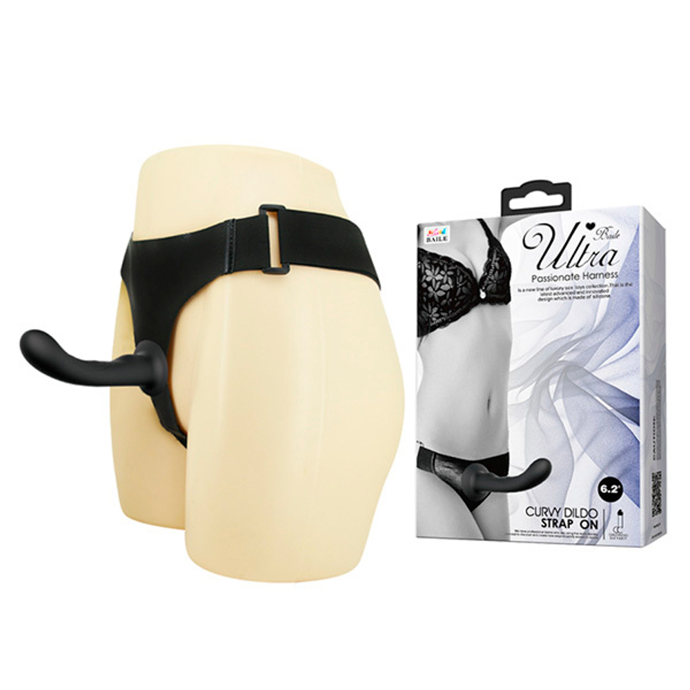 Женский страпон 15,8см с изогнутой головкой Baile Ultra Harness Curvy Dildo BW-022053