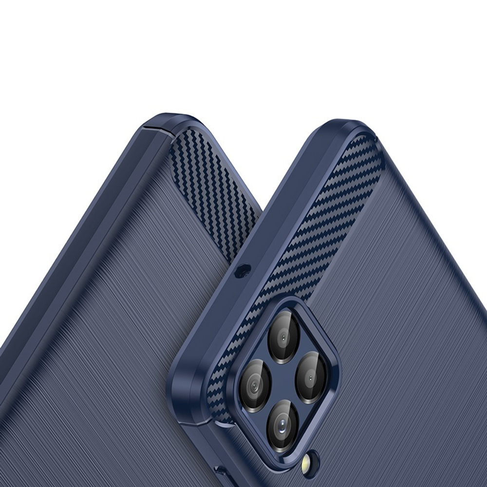 Мягкий чехол синего цвета в стиле карбон для Samsung Galaxy M53 5G, серия Carbon от Caseport