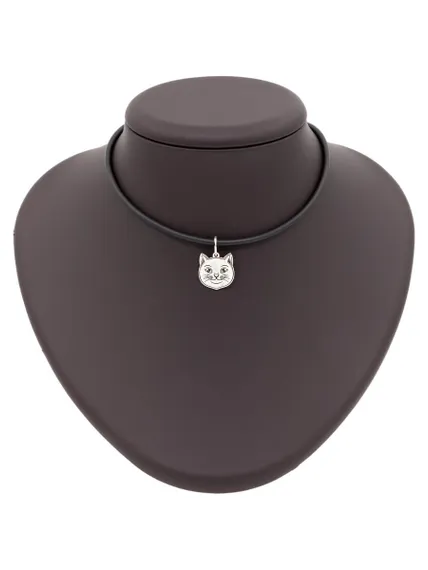 Кот подвеска из серебра 925 пробы, на постаменте