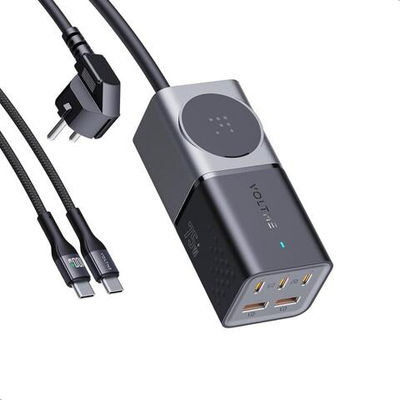 Сетевой удлинитель VOLTME VITO Go EzTravel мощностью 75 Вт (1 розетка, 3 USB-C, 2 USB-A) (GaN) (1,8 м) и кабель USB-C (1,2 м) Поддержка PD 3.0, QC 4+ и PPS. Поддерживаемая кабелем мощность — до 100 Вт