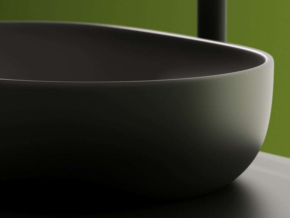 Умывальник чаша накладная овальная (цвет Темный Антрацит Матовый) Element 600x415x135мм