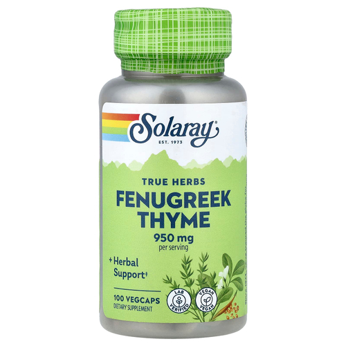 Solaray, True Herbs, пажитник и чабрец, 100 растительных капсул