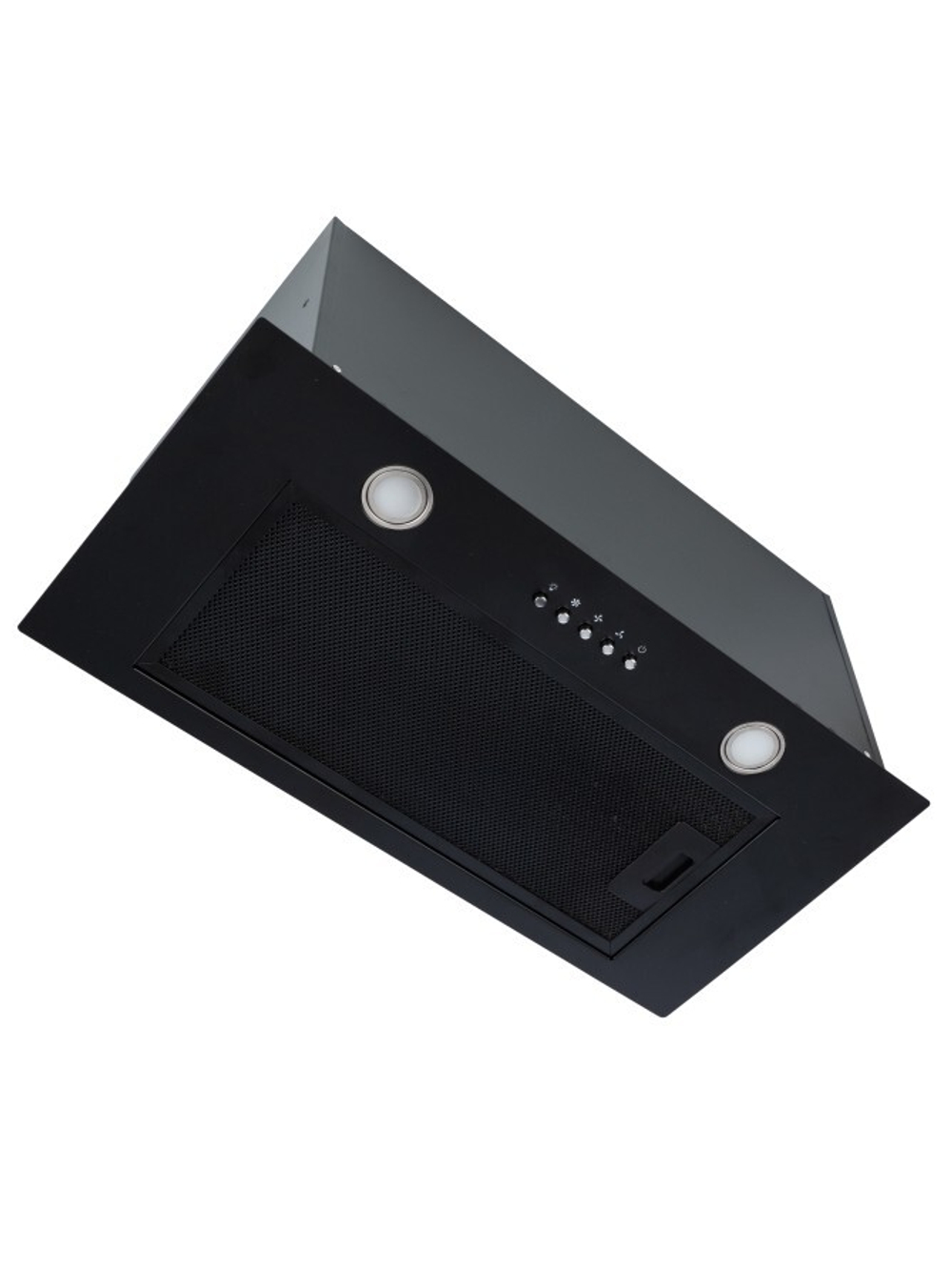 Вытяжка кухонная Quin-60 (BLACK) черный, D150мм, 1200м3/ч, полновстраиваемая, мотор 230Ватт, металл 60см, кнопочное управл.(MACBI)