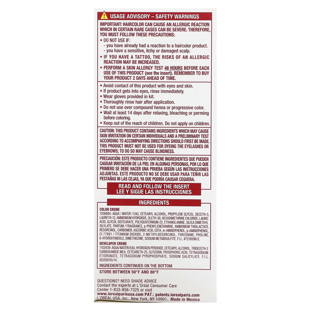 L'Oréal, Excellence Creme, Triple Care Color, средне-золотисто-коричневый 5G, 1 нанесение