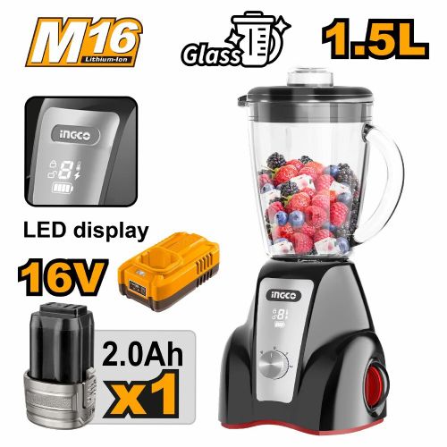 Аккумуляторный стационарный блендер 16В, 1,5 л INGCO CJB052K