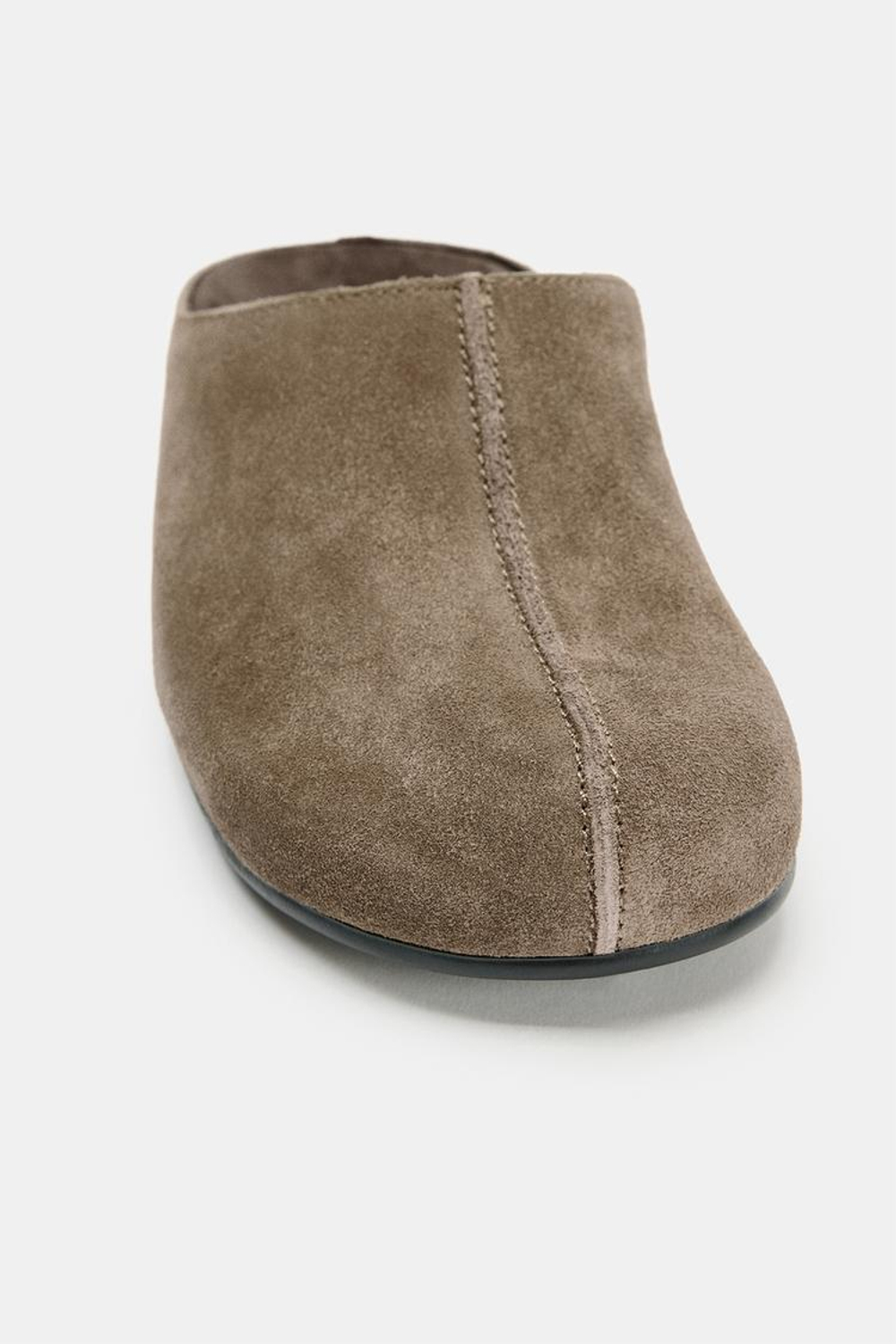 ZARA ТУФЛИ-МЮЛИ ИЗ СПИЛКА, СЕРО-КОРИЧНЕВЫЙ