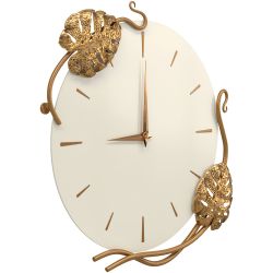 Часы настенные Monstera Deliciosa (Монстера) Колор Кремовый белый Амбер