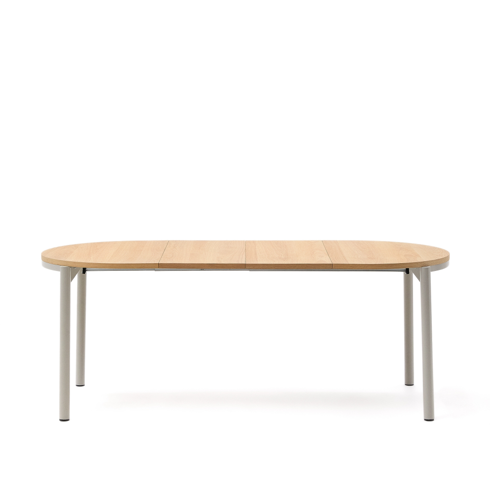 Montuiri круглый раздвижной стол из дубового шпона и белой стали