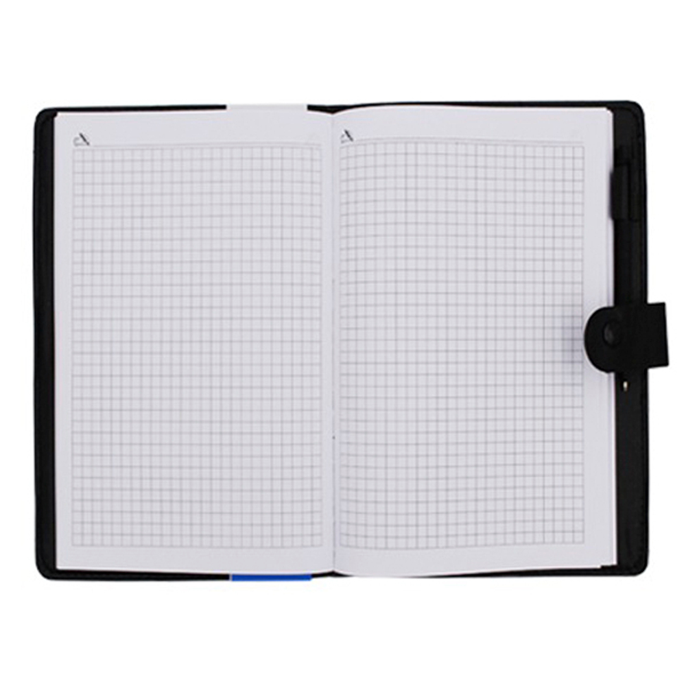 Записная книжка Basir на кнопке, формат А5, переплет из кожзама, 19.5*13.8 см, 80 листов, чёрный