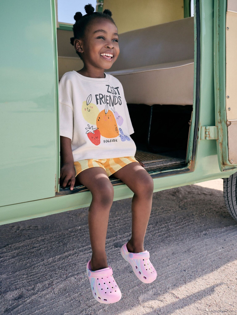 Футболка и шорты в комплекте для девчоки Next AE6-178, Белый, Желтый, Оранжевый