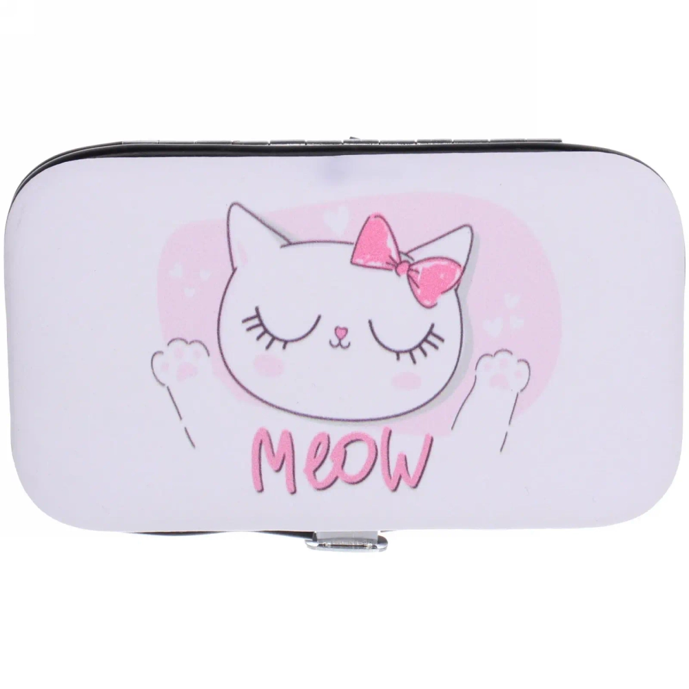 Набор для маникюра в футляре 6 предметов «Кошечка Мэлони»,11*6,5см ( в пакете с подвесом)