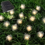 Гирлянда для улицы «Нежный цветок» 3 м 20 ламп LED чёрный провод, 2 реж.,IP-55, Теплый белый (солнечная батарея)