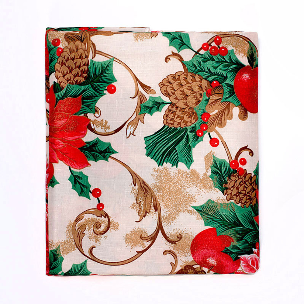 Скатерть круглая 178 Carnation Home Fashions Christmas Fabric Tablecloths Christmas Floral фото