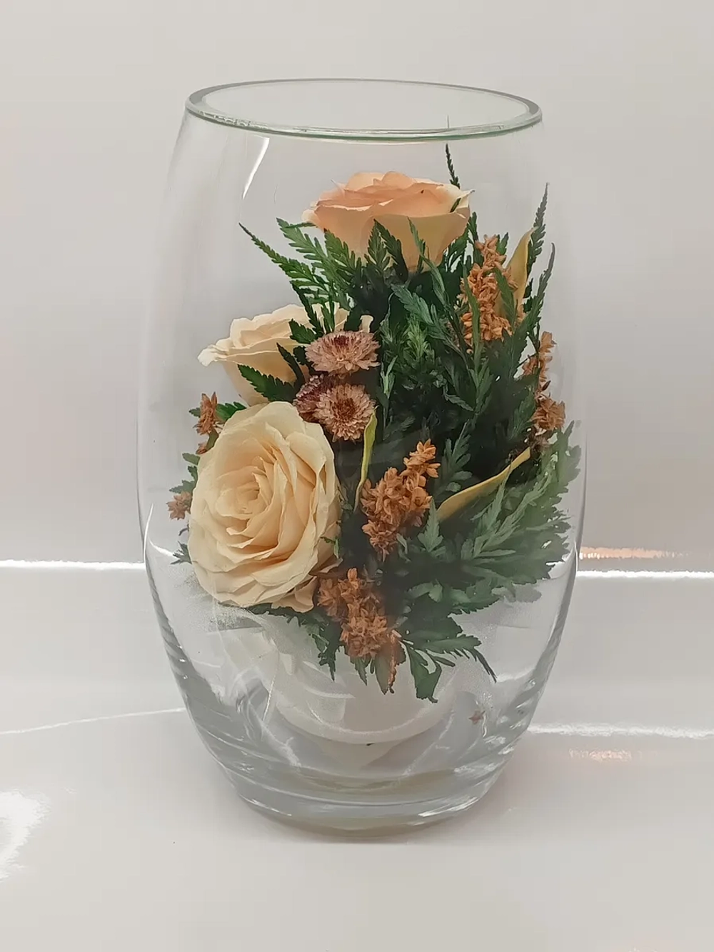 натуральные розы в стекле, вакуум