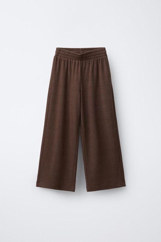 ZARA БРЮКИ WIDE LEG ИЗ МЯГКОЙ ТКАНИ, КОРИЧНЕВЫЙ