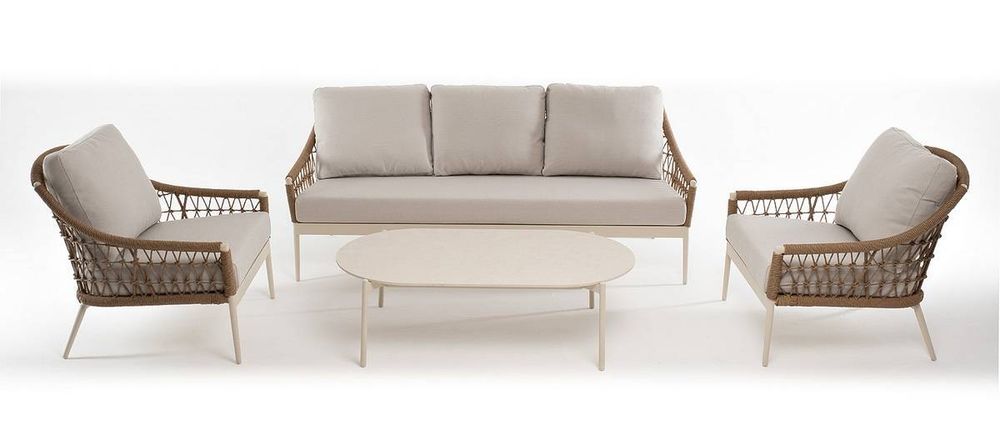 "Венеция" лаунж-зона из искусственного ротанга, цвет соломенный