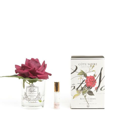 Красная роза ароматизированная в прозрачной вазе, Cote Noire