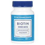 The Vitamin Shoppe, биотин, 5000 мкг, 120 капсул