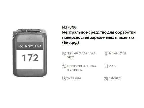 172 NG Fung Нейтральное средство для обработки поверхностей зараженных плесенью (биоцид). Канистра 20л.
