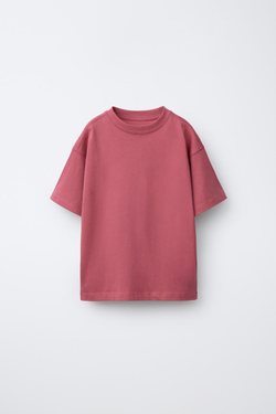 ZARA БАЗОВАЯ ОДНОТОННАЯ ФУТБОЛКА, МАЛИНОВЫЙ