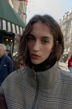 ZARA БОМБЕР «ГУСИНАЯ ЛАПКА», ЭКРЮ/ЧЕРНЫЙ