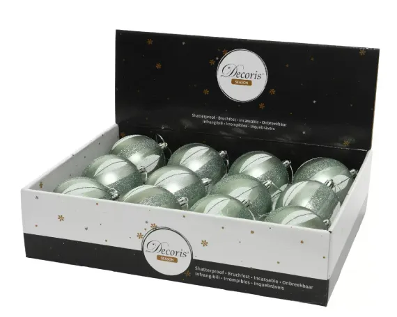 Набор пластиковых шаров Лион 80 мм,. оливковый, 12 шт., Kaemingk (027045)